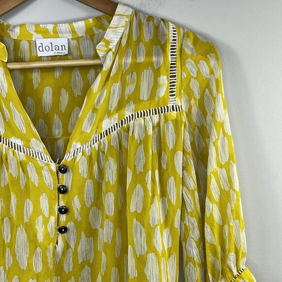 Anthropologie Dolan Yellow Semi Sheer Silk Blouse Size XS Pop Over - Picture 3 of 12